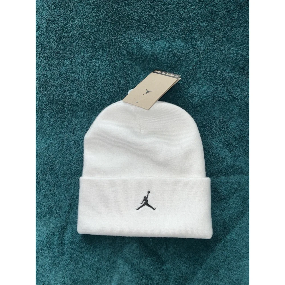 New! Nike Jordan Jumpman Logo Cuffed Beanie Hat White Color Adult Unisex